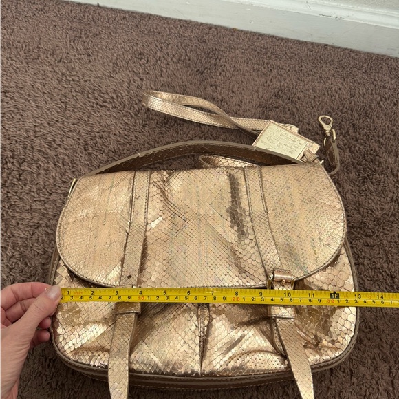 $3950 Ralph Lauren Python Snake Leather Bag Rose Gold Crossbody Satchel - Picture 6 of 10